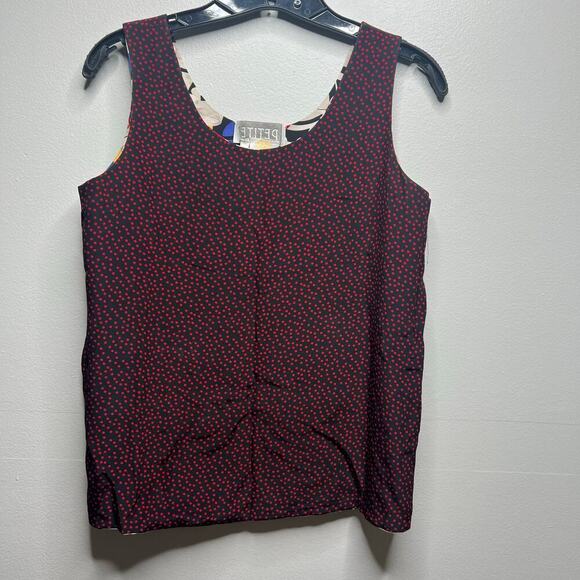 Vintage Petite Sophisticate Silk Reversible Lady Hat Pattern Tank Top Sz P Dots - Picture 7 of 11